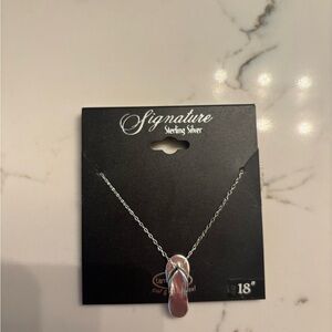 18 inch Signature sterling silver tarnish free flip flop sandal necklaces